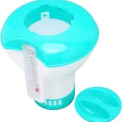 Pool- & Spatilbehør^Spa Chemical Dispenser med termometer Återanvändbar Lake Blue Swimming Pool Chlorine Tablet Floater
