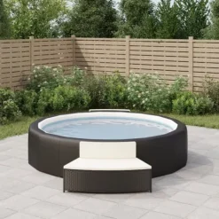 Spa & Udendørsbad^Spabænke med hynder i polyrattan - 2 stk. | Farve: Sort
