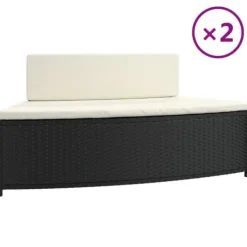 Spa & Udendørsbad^Spabænke med hynder i polyrattan - 2 stk. | Farve: Sort