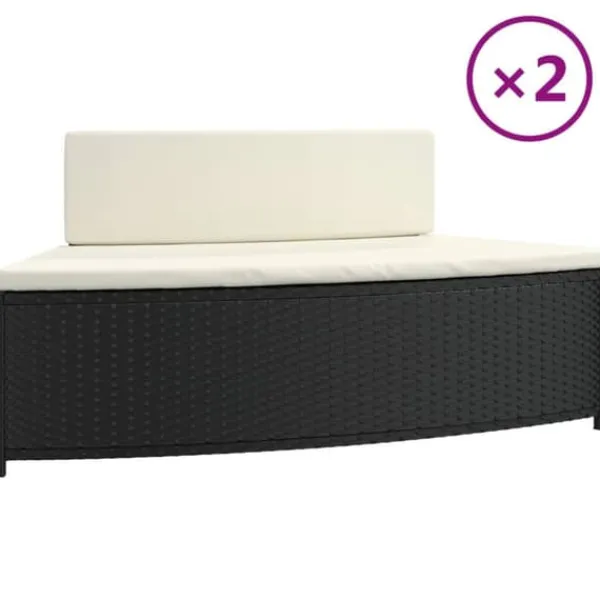 Spa & Udendørsbad^Spabænke med hynder i polyrattan - 2 stk. | Farve: Sort