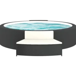 Spa & Udendørsbad^Spabænke med hynder i polyrattan - 2 stk. | Farve: Sort