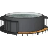 Spa & Udendørsbad^Spakant med opbevaring og trætrin - Polyrattan | Farve: Sort