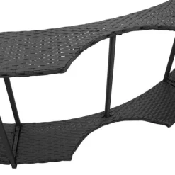 Spa & Udendørsbad^Spakant med opbevaring og trætrin - Polyrattan | Farve: Sort