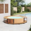 Online Spaomkrans i massivt akacietræ - Elegant tilbehør til spabad | Størrelse: 273x53 cm | Farve: Naturlig træfinish Spa & Udendørsbad
