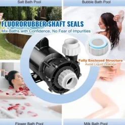 Hot Spa-pumpe med 2 hastigheder, 1600W, 39 M³/h, 15 M/400W, 19 M³/h, anti-lækage, overophedningsbeskyttelse, til hjemme- og udendørs spa. Spa & Udendørsbad