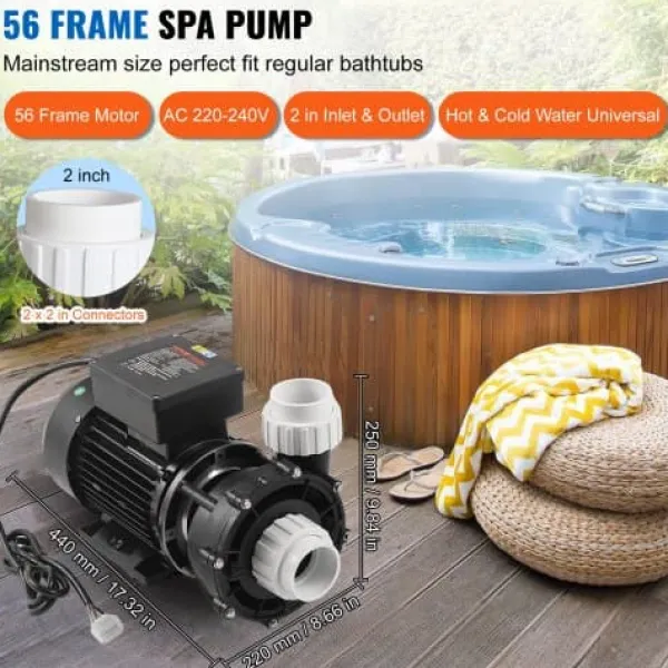 Sale SPA-pumpe, 2-trins 56-ramme dobbelt-hastigheds spabadspumpe, 2x5,6 cm port Spa & Udendørsbad