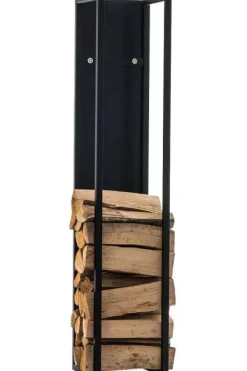 Tilbehør Til Brændeovne & Pejse^Spark 140cm Black Matt Metal Firewood Rack Storage Stand