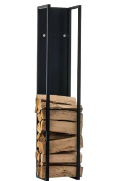 Tilbehør Til Brændeovne & Pejse^Spark Firewood Rack - Black Matt Metal, 25x25x100 cm