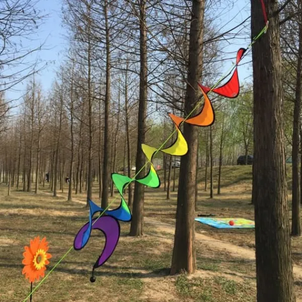 Spiral Rainbow Vindstrimmel Vindmølle Farverig Vindklokke til Have Hjem Udendørs Camping Telt Dekoration Vinddekoration