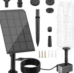Best Springvand, solspringvand, udendørs soldrevet springvandspumpe 2,5W med filter, velegnet til have, fuglebad og damme Springvand & Damme