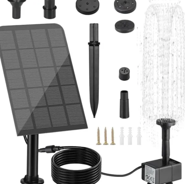 Best Springvand, solspringvand, udendørs soldrevet springvandspumpe 2,5W med filter, velegnet til have, fuglebad og damme Springvand & Damme