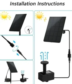Best Springvand, solspringvand, udendørs soldrevet springvandspumpe 2,5W med filter, velegnet til have, fuglebad og damme Springvand & Damme