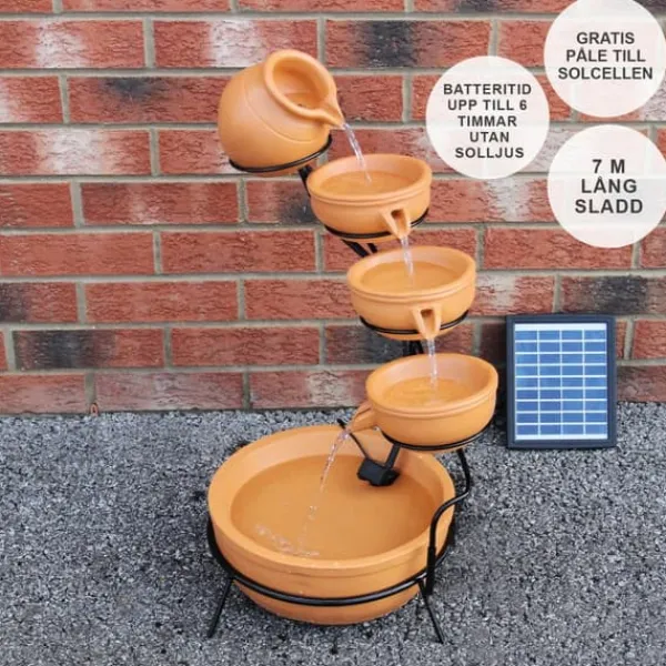 Springvand & Damme^Springvandskåle med Solcelle - Terracotta | Have Dekoration