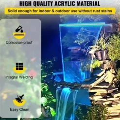 Hot Springvandsspilde, 92x8x20,6 cm, Akryl, LED, Vandfaldssæt Springvand & Damme