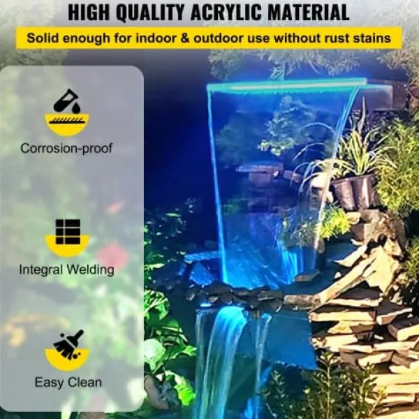 Hot Springvandsspilde, 92x8x20,6 cm, Akryl, LED, Vandfaldssæt Springvand & Damme