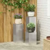 Outlet Sæt af 3 stilfulde planteholdere i rustfrit stål | Størrelse: 24x24x75 cm | Farve: Sølv Krukker & Plantebeholdere