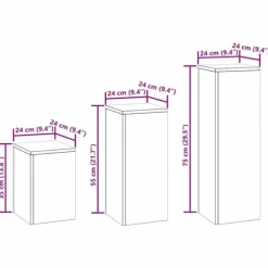Outlet Sæt af 3 stilfulde planteholdere i rustfrit stål | Størrelse: 24x24x75 cm | Farve: Sølv Krukker & Plantebeholdere
