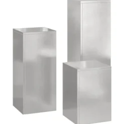 Outlet Sæt af 3 stilfulde planteholdere i rustfrit stål | Størrelse: 24x24x75 cm | Farve: Sølv Krukker & Plantebeholdere