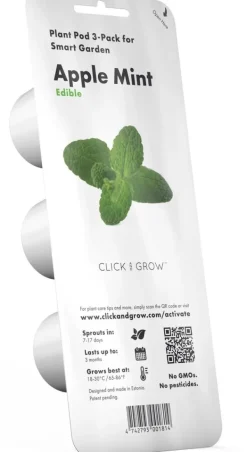 Sæt med 3 produkter. Click & Grow Smart Garden refill Æblemynte 3 stk Kit Til Plante- & Urtedyrkning