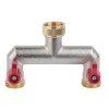 Outlet Sæt med 2 produkter. 2-vejs splitter med ventiler, hun- og hangevind 3/4", nickiel MESSING Vanding