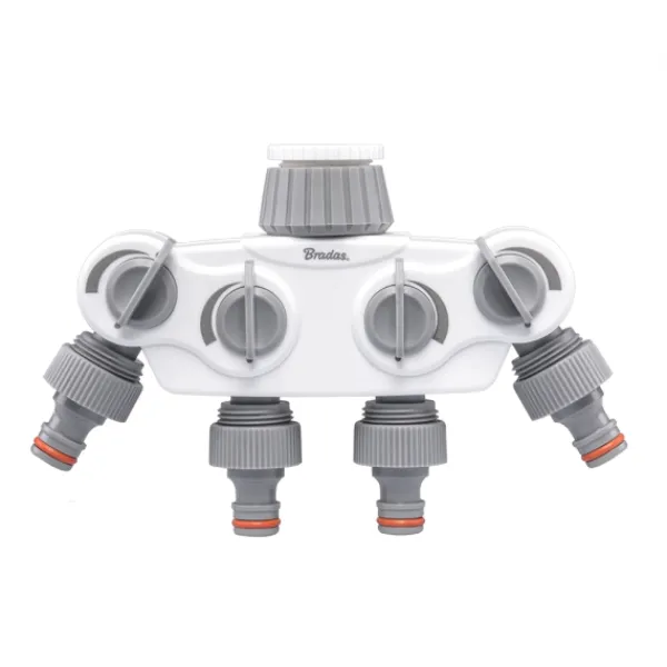 Hot Sæt med 2 produkter. WHITE LINE SOLID 4-vejs manifold med 1 "eller 3/4" haneventiler Vanding
