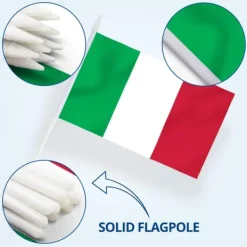 Flag & Vindposer^Sæt med italienske flag Håndflag 13 x 20 cm 12 stk. med en 30,5 cm spydspids