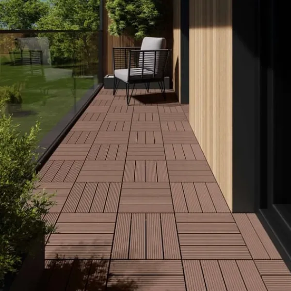 Sæt terrassebrædder Tegulas - brun,Sæt med 22 stk. Havedekorationer