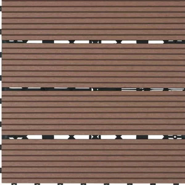 Sæt terrassebrædder Tegulas - brun,Sæt med 22 stk. Havedekorationer