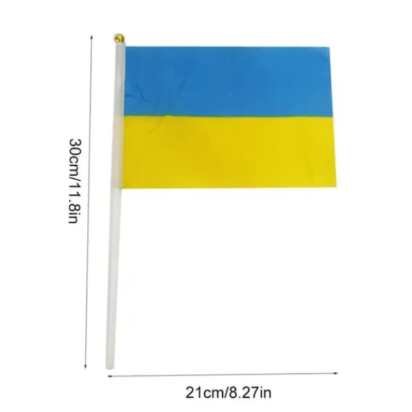 Flag & Vindposer^100st Ukraina Handhållna Flaggor 21*30cm Ukrainska nationella Mini Stick Flaggor Fest Festival Parader Fester Dekor