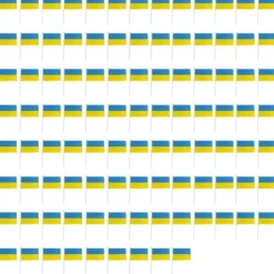 Flag & Vindposer^100st Ukraina Handhållna Flaggor 21*30cm Ukrainska nationella Mini Stick Flaggor Fest Festival Parader Fester Dekor