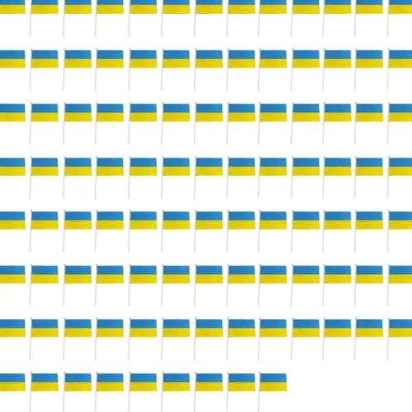 Flag & Vindposer^100st Ukraina Handhållna Flaggor 21*30cm Ukrainska nationella Mini Stick Flaggor Fest Festival Parader Fester Dekor