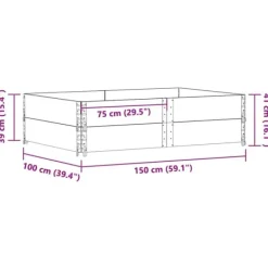 Plantningsbænke^Stabelbar plantekasse i massivt fyrretræ - Plantekasse | Størrelse: 150x100 cm | Farve: Grå