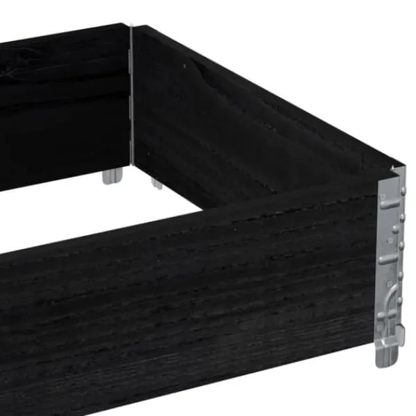Plantningsbænke^Stabelbar plantekasse i massivt fyrretræ - Foldbar og robust | Størrelse: 80x60 cm | Farve: Sort