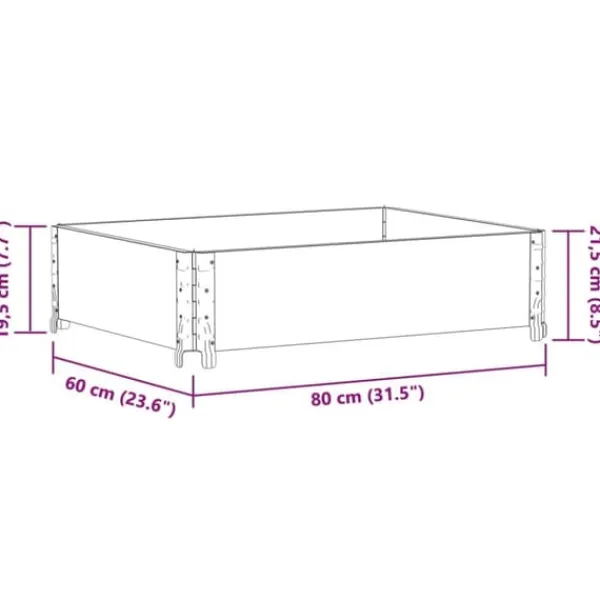 Plantningsbænke^Stabelbar plantekasse i massivt fyrretræ - Foldbar og robust | Størrelse: 80x60 cm | Farve: Sort