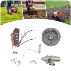 Hot Startmotor med solenoid - Elstart-kit - Til 11/13 hk småmotorer (til og med 2011) - Svinghjul Ø20 cm - Længde 19 cm - Aluminium/jern - Rød Havemaskiner