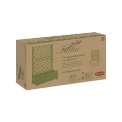 Krukker & Plantebeholdere^STEFANPLAST Rektangulär planteringslåda med spaljé - Trä finish - 100 x 43 x H 142 cm - 80 L - Grafit