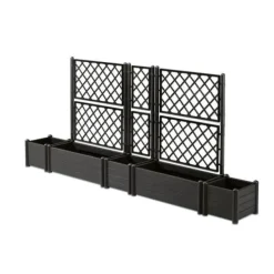 Krukker & Plantebeholdere^STEFANPLAST Rektangulär planteringslåda med spaljé - Trä finish - 100 x 43 x H 142 cm - 80 L - Grafit