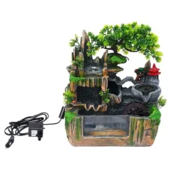 Sale Stenbed Springvand, Harpiks, 30*18*33 cm, Akryl Fiskedam, 220V, Atomizer Inkluderet Springvand & Damme