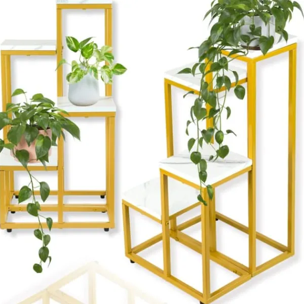Online Stående blomsterstativ, metalhylde, blomsterstativ, planter, potter, 4 niveauer Krukker & Plantebeholdere