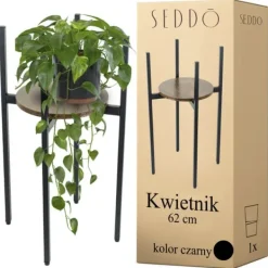 Krukker & Plantebeholdere^Stående metal blomsterstander, træ loft, høj, 62 cm, blomsterstander, planter