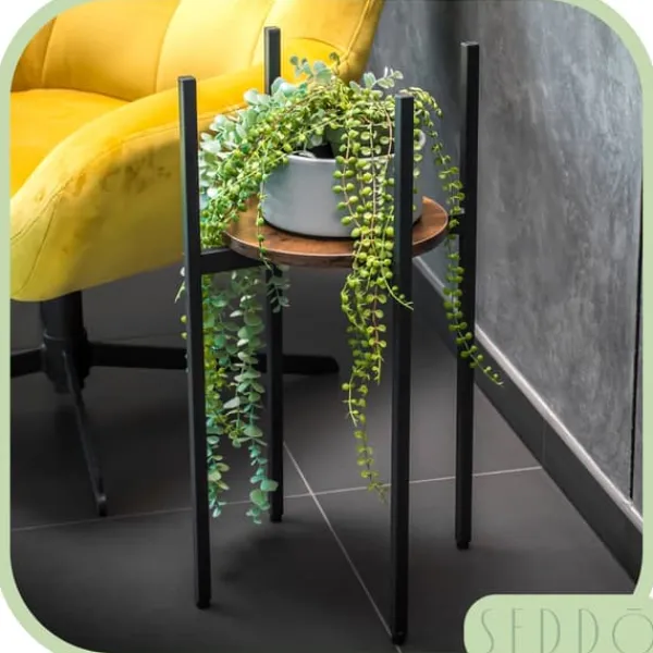 Krukker & Plantebeholdere^Stående metal blomsterstander, træ loft, høj, 62 cm, blomsterstander, planter
