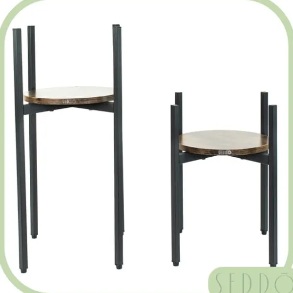 Krukker & Plantebeholdere^Stående metal blomsterstander, træ loft, høj, 62 cm, blomsterstander, planter