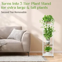 New STÅENDE METAL TÅRN BLOMSTERBED loft rundt plantestativ træ Plantestativer