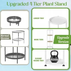 New STÅENDE METAL TÅRN BLOMSTERBED loft rundt plantestativ træ Plantestativer