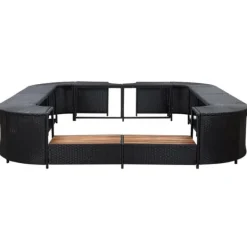 Online Stilfuld omkrans til spabad - Polyrattan | Størrelse: 268x268x55 cm | Farve: Sort Pool- & Spatilbehør