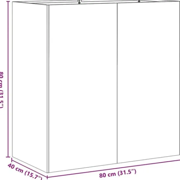 Krukker & Plantebeholdere^Stilfuld plantekasse i galvaniseret stål - Holdbar & Dekorativ | Størrelse: 80x40x80 cm