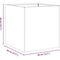 Krukkeplanter Indendørs^Stilfuld plantekasse i koldvalset stål - Højbed | Farve: Sort | Størrelse: 40x40x40 cm