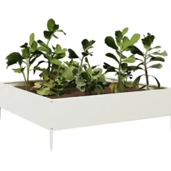 Best Stål højbed 100x100x33,5 cm - Robust og slidstærk | Farve: Hvid Krukker & Plantebeholdere