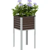 Stål plantekasse til haven - Vejrbestandig Blomsterkasse | Størrelse: 45x45x88 cm | Farve: Brun Krukker & Plantebeholdere