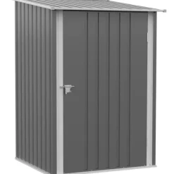 Clearance Stålskur 0,92 m², aflåseligt med pulpettag, 100×103×160 cm, grå Skure, Garager & Carports